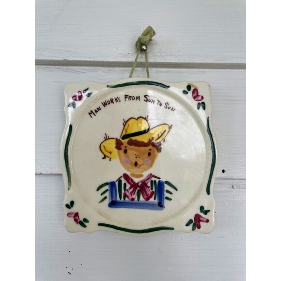 Vintage California Provincial Pottery Wall Plaques Women/Mens Work Humor - Picture 7 of 14